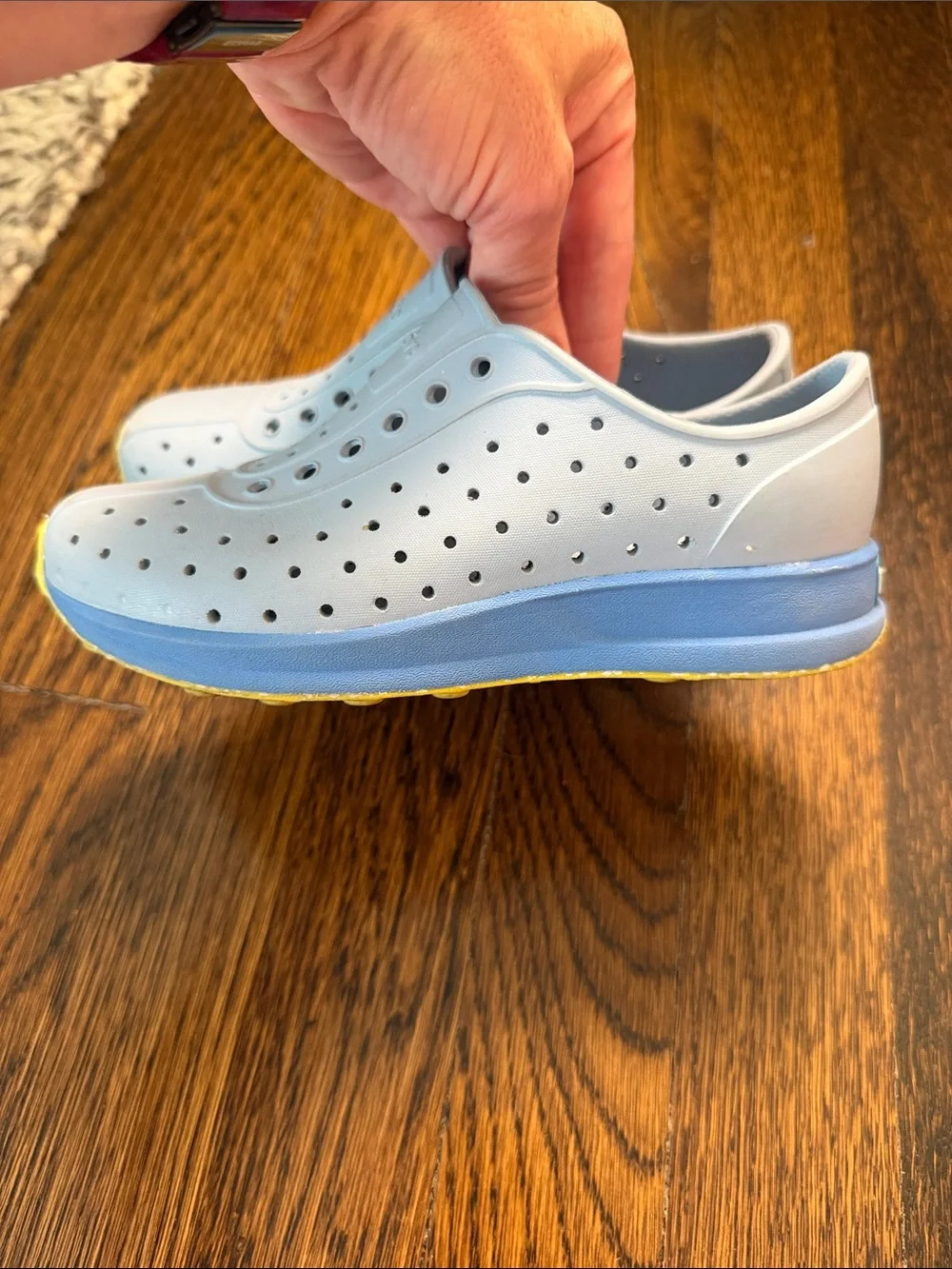 Native Kids Sugarlite Water Shoes in Light Blue with Yellow Accents